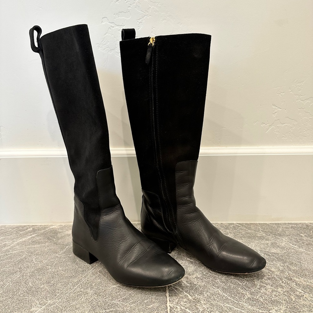 Chloe black leather under the knee boots! Suede and leather combo.